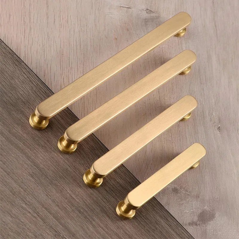Modern Brass Sliding Door Cabinet Handle 96-210mm Hole Spacing Simple Wardrobe Drawer Pull