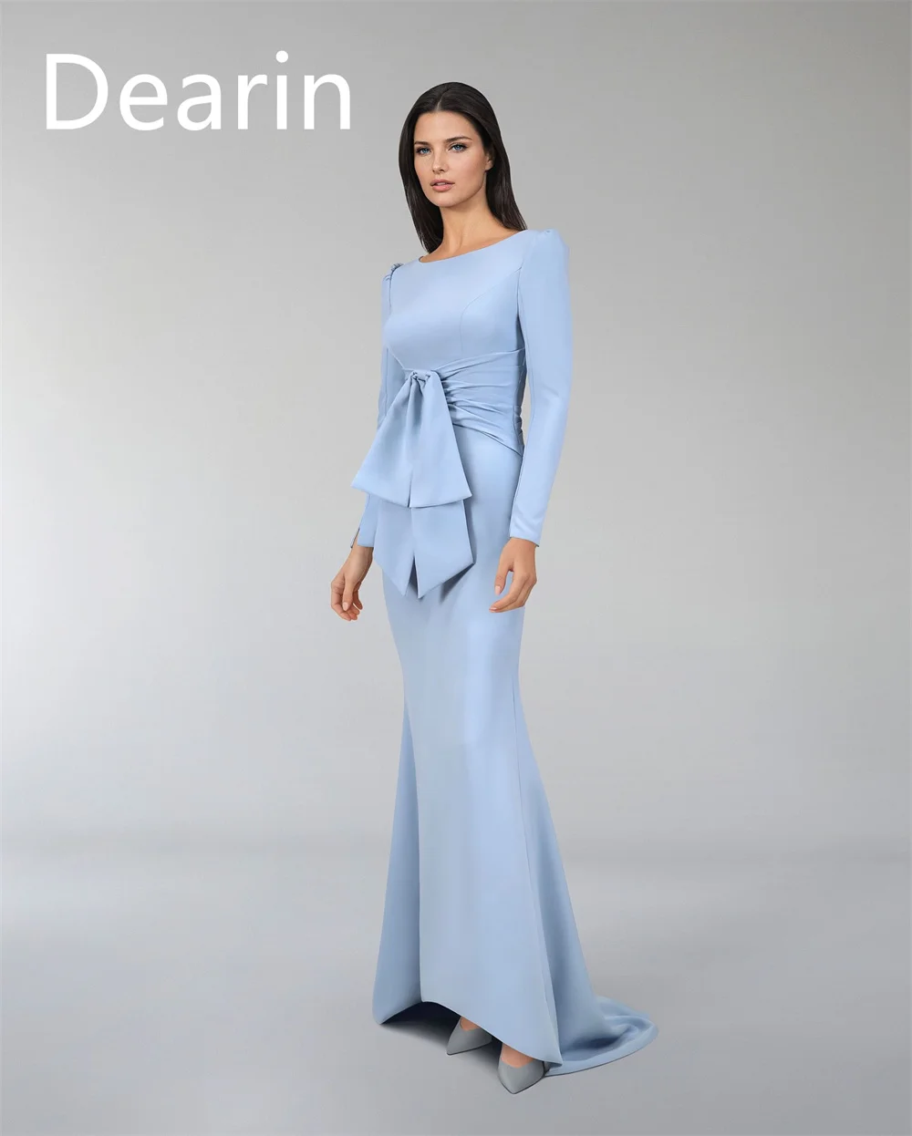 Customized Prom Dress Dearin Jewel Sheath Floor Length Skirts Bow Bespoke Occasion Dresses Evening Saudi Arabia Formal Gown