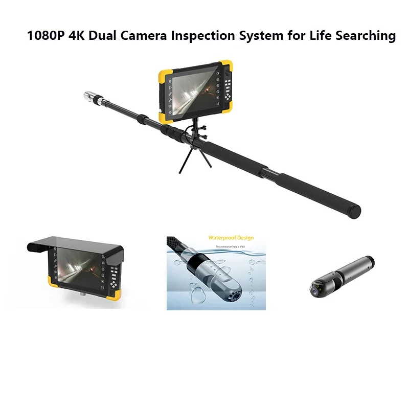 Wifi 4K Handheld Earthquake Rescue Equipment Earthquake Detector Audio Talkback Life PTZ Telescopic Pole Inspection Camera