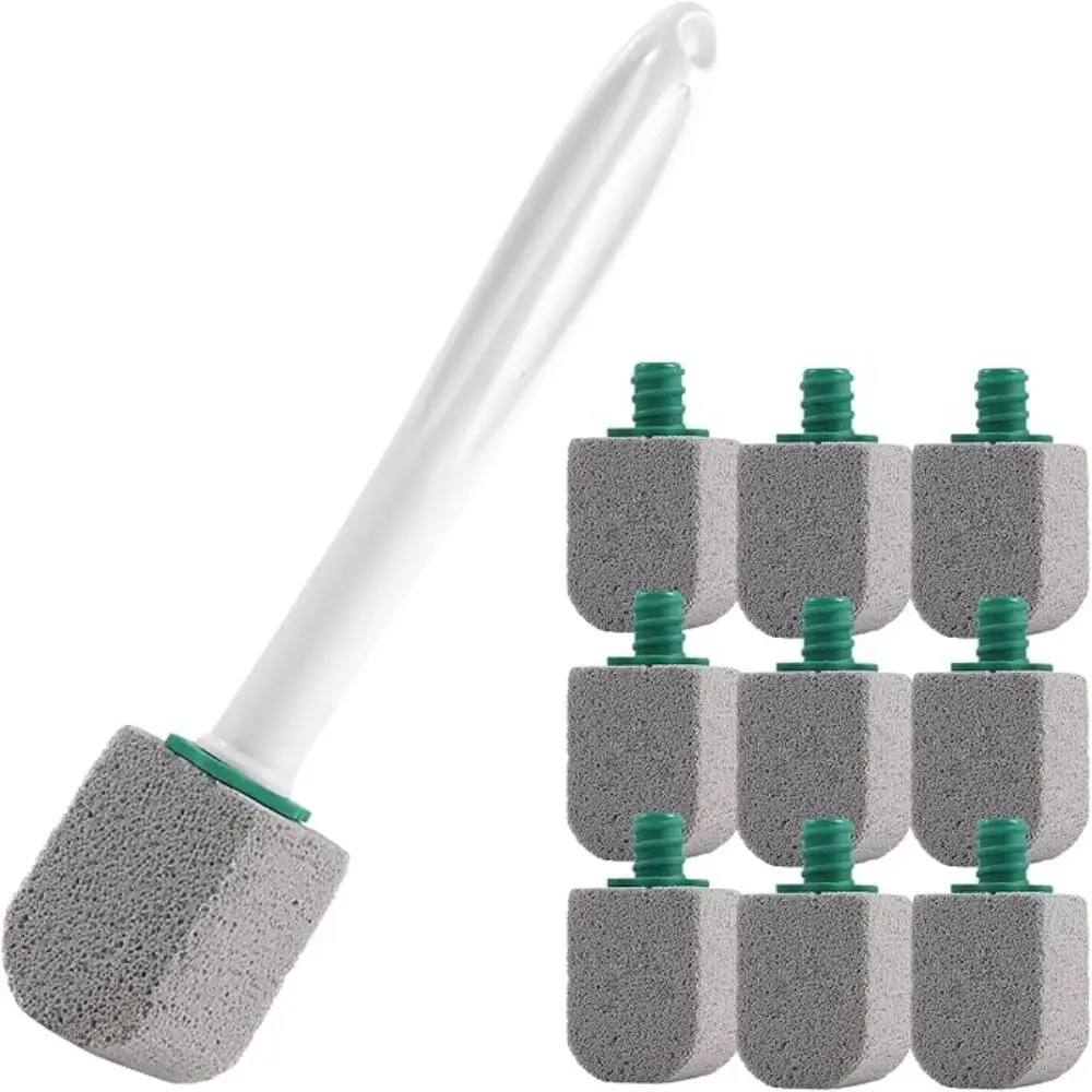 10Pcs Pumice Stone Toilet Bowl Cleaner Toilet Wand Refills Deep Cleaning Bathroom Cleaner Brush with Long Handle Household