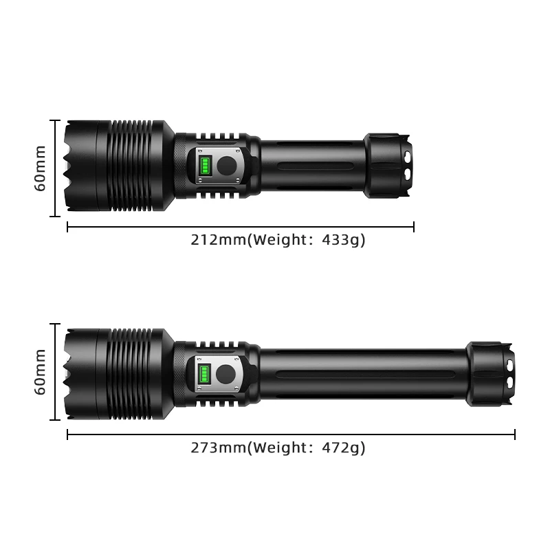 COBA XHP360 Strong Light Self-defense Flashlight Intelligent Electric Display Zoom Outdoor Long Distance Bright LED High Power