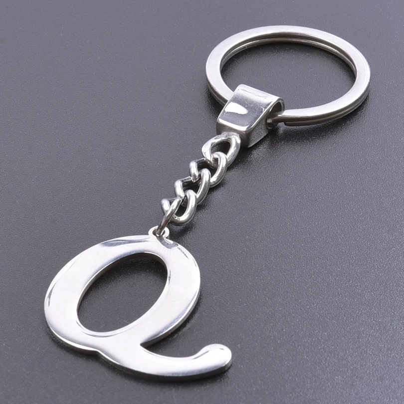 Letters Key Chain Stainless Steel Jewelry Women/Men Accessories Supplies Key Ring Big Alphabet Bag Ornaments Car Key Holder Gift