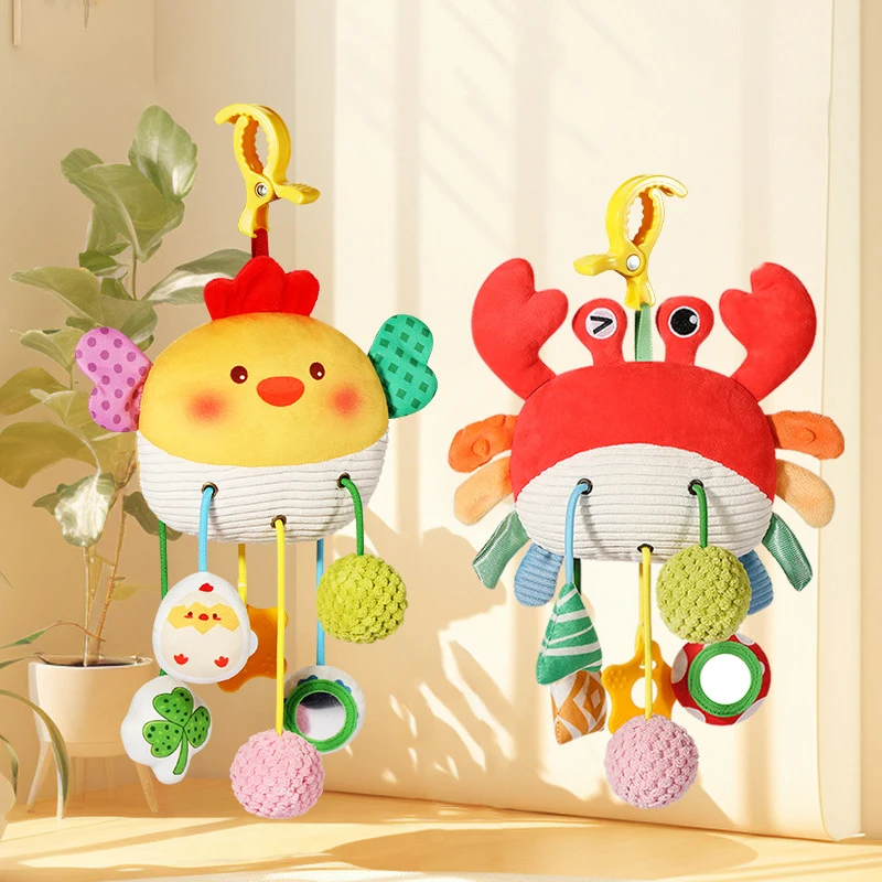 1 unidad de juguete con cordón colgante para cama de bebé, cochecito de bebé recién nacido, juguetes educativos de animales bonitos, agarre manual, juguete de peluche divertido para dormir