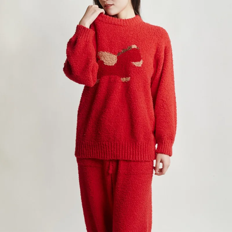 هدايا السنة الجديدة لعام 2025 من الحصان: ملابس نوم لسنة الولادة الحمراء، بيجامات، دافئة وقريبة ومريحة #5