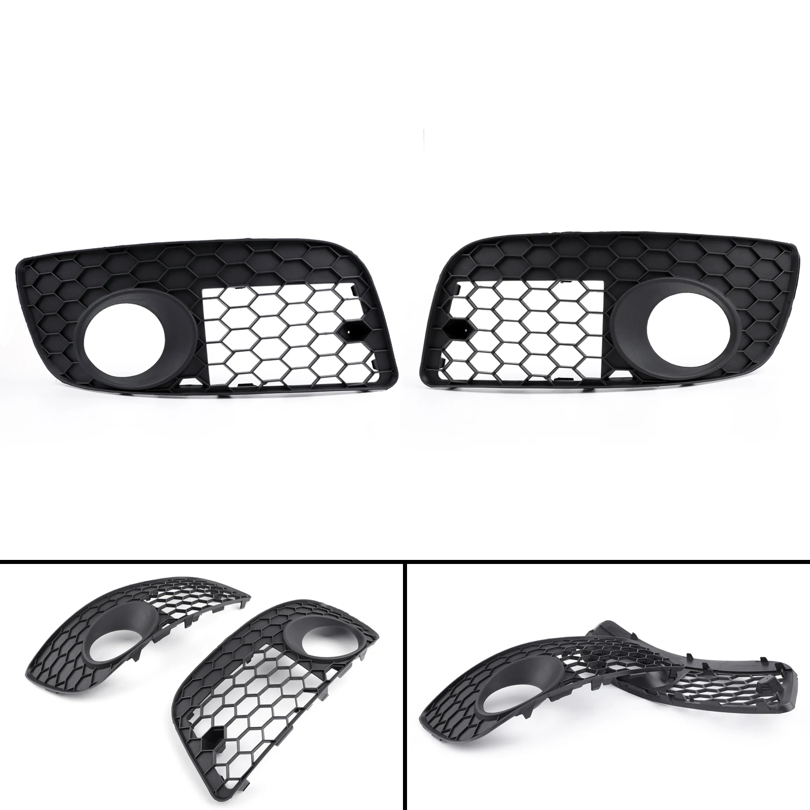 Pair Front Bumper Fog Lamp Lights Grill Grille For VW GOLF MK5 GTI 2006-2009