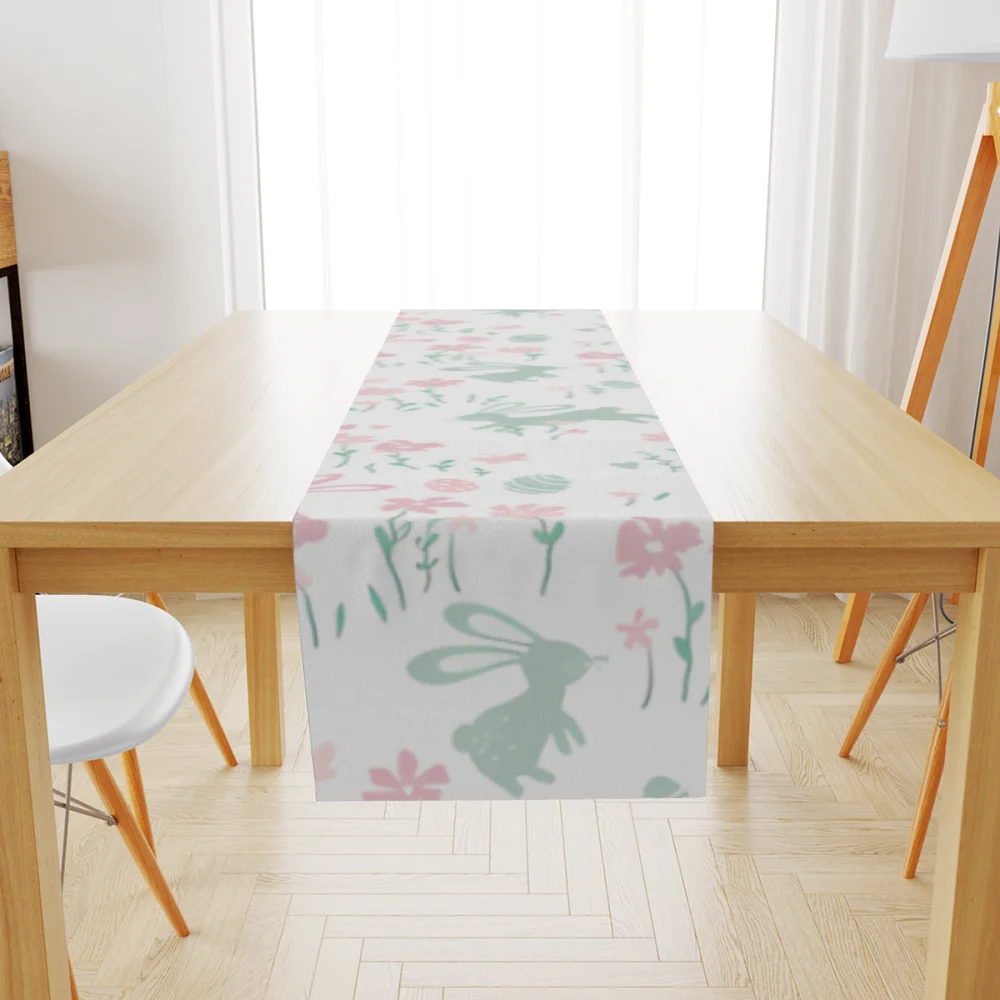 custom bunny party decorations Table Runner for Home Party Decor 13x72 Inch Table Decoration for Easter decoration