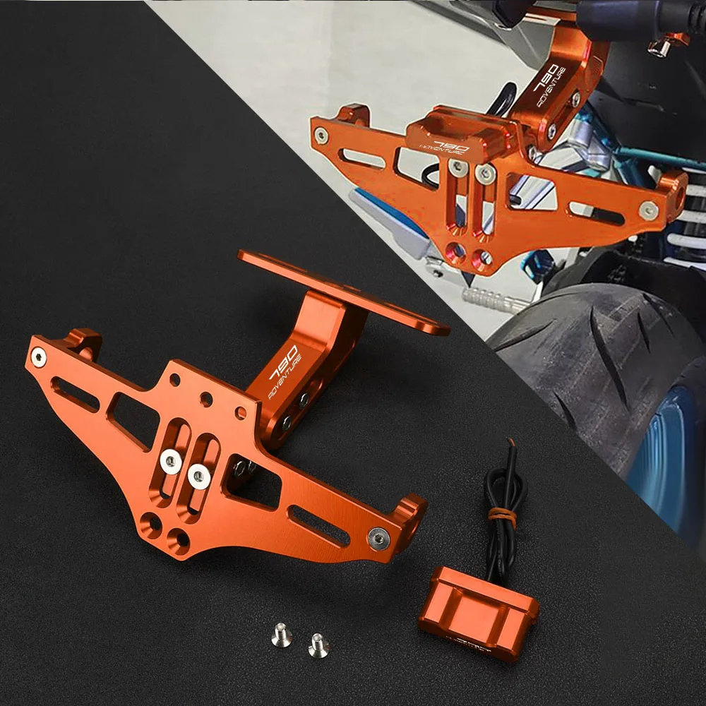 

For 790ADVENTURE 790 ADVENTURE 2019 2020 2021 2022 2023 Universal Motorcycle License Plate Bracket with light for plate