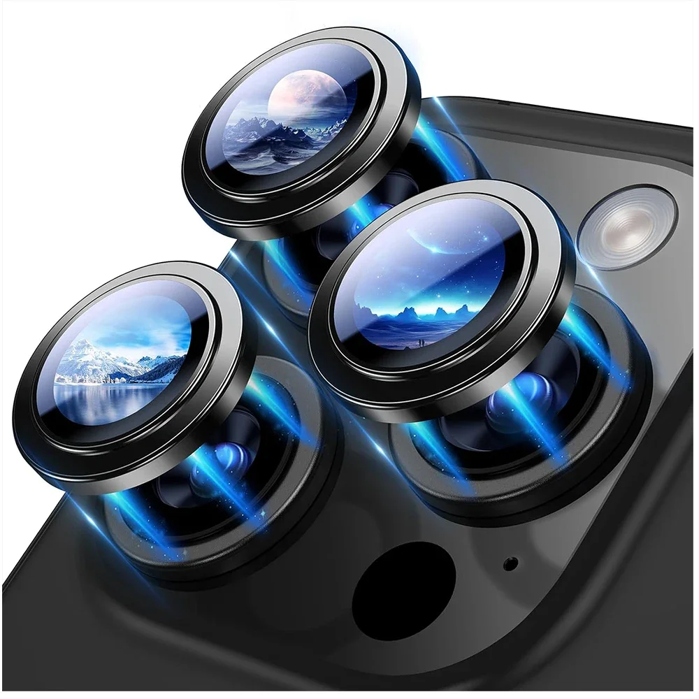 2-3Pcs Black Titanium Camera Lens Protection for IPhone15 ProMax 14Plus 15Pro IPhone15 15Plus Tempered Glass Protector Accessory