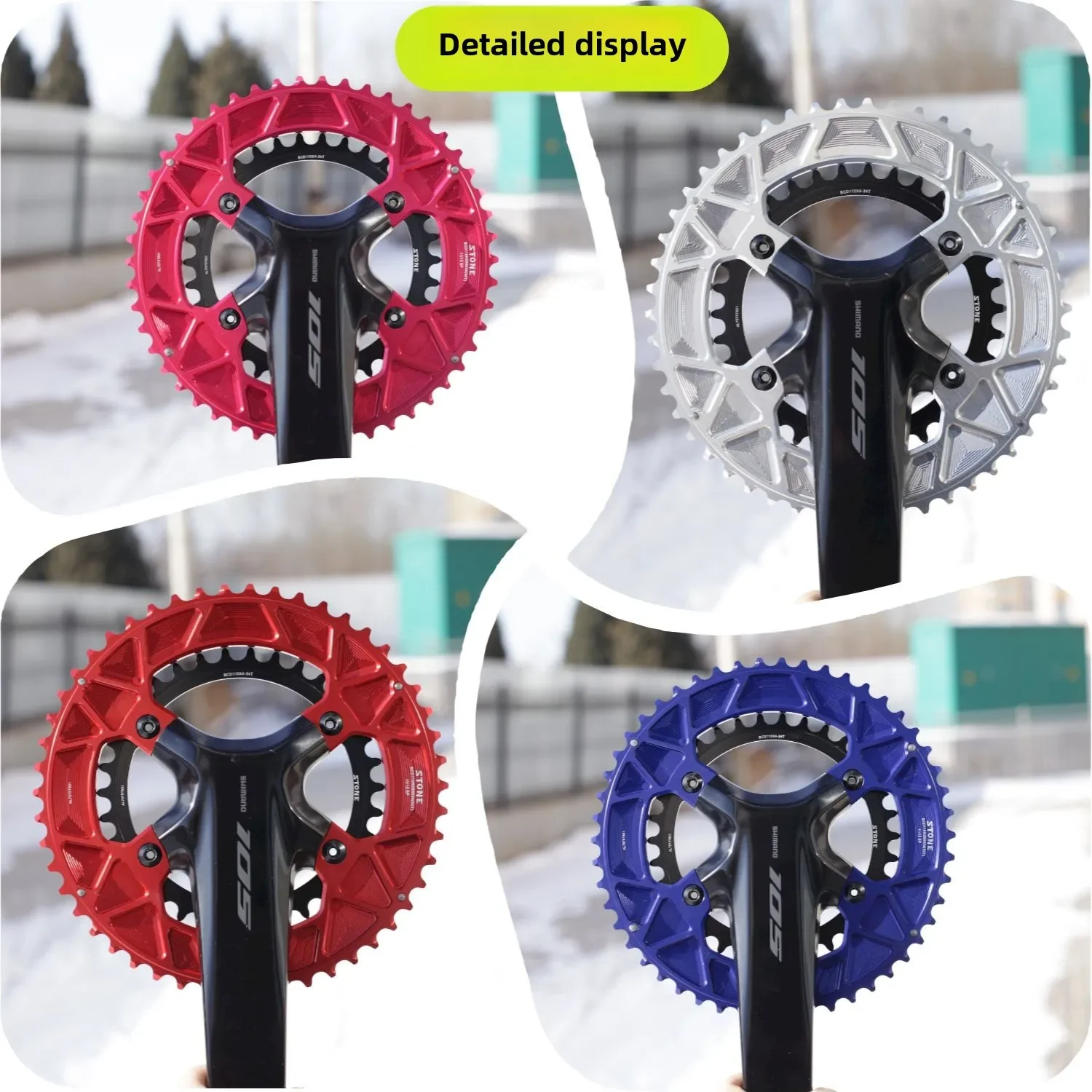110bcd Colorful Round Double Chainring for 105 R7100 UT R8100 DA R9200 Di2 Road Bike 5844 5642 5540 5540T crankset mtb view 4