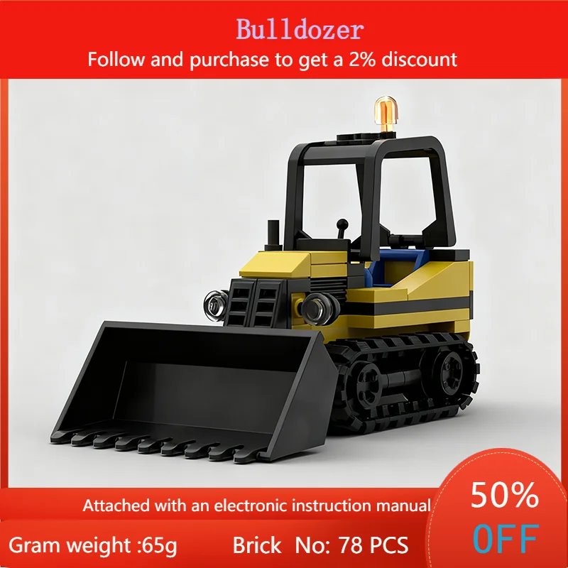 Bloc de construction MOC City Speed, 78 pièces, modèle de voiture, Bulldozer, jouet pour garçons, adultes et enfants, cadeau de noël