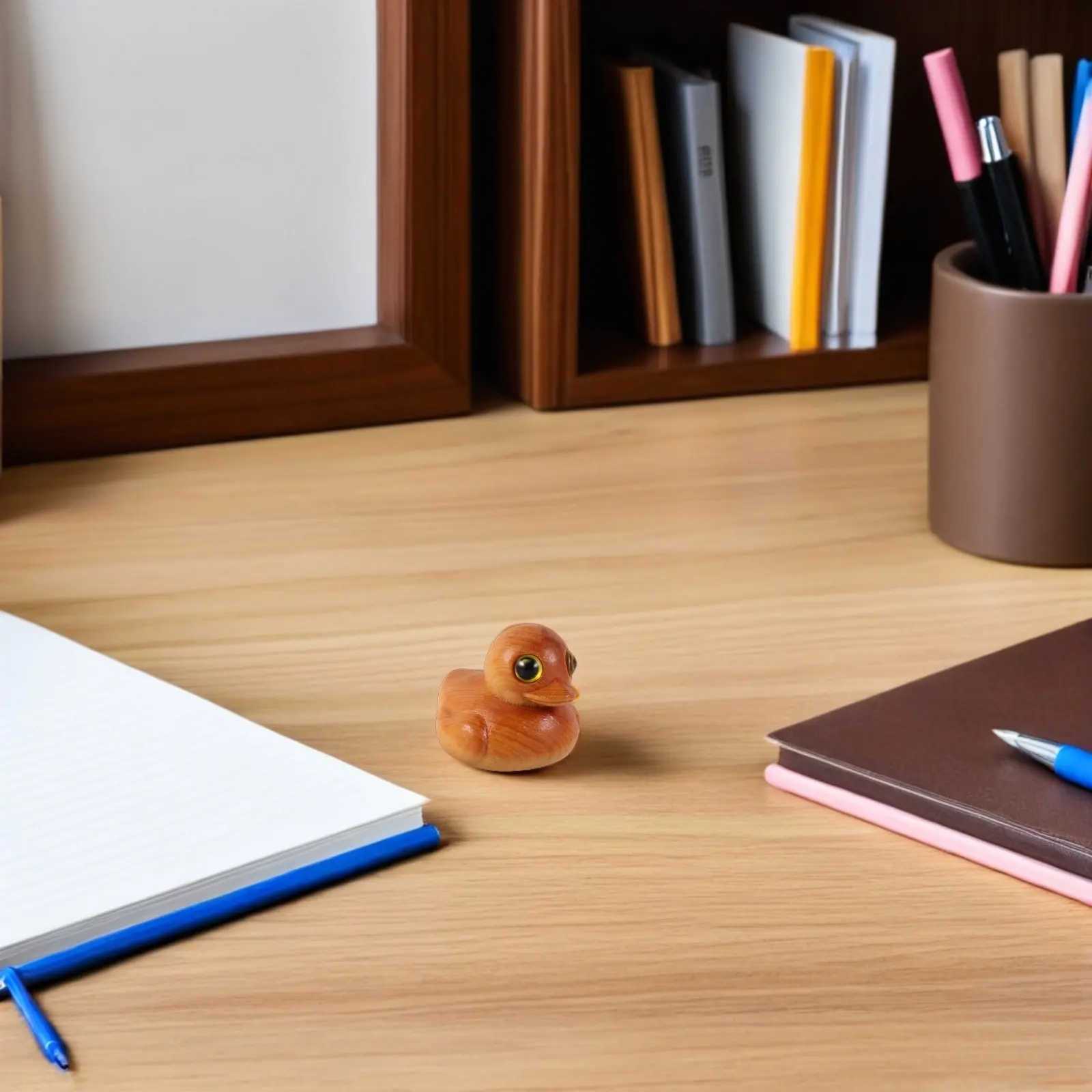 2Pcs Mini Wood Duck Carved Sculpture Cute Handcrafted Animal Statue for Office Desktop Home Decor Ornament Home Decor Ornaments
