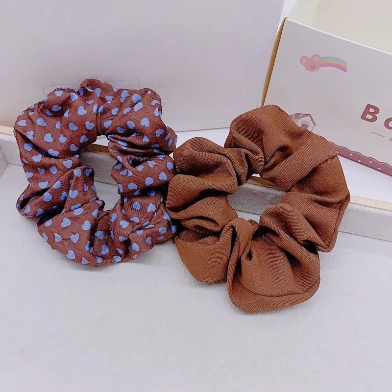 

1/2pcs Autumn Winter New Hair Ties Fashion Women's Coffee Color Series Girl Ponytail Scrunchies Hair Accessories Korean