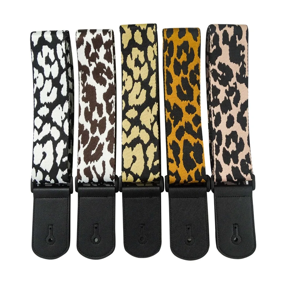 Nylon Guitar Strap Jacquard Leopard Style Electric Guitar Shoulder Belt Instrument Accessories Adjustable Bass Shoulder Band