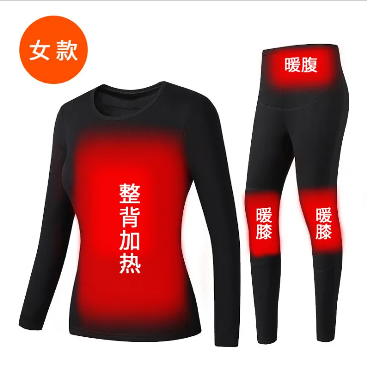 Conjunto de roupa interior térmica para homens e mulheres Jaqueta de aquecimento elétrico Calças de algodão Jaqueta de ciclismo Roupas quentes Outono Inverno