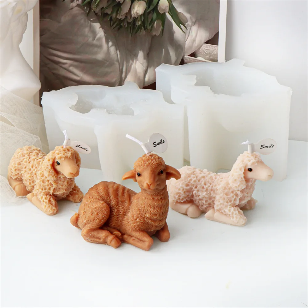 

Mirosie New Alpaca Scented Candle Silicone Mold Simulation Animal Little Sheep Plaster Resin Molds Home Decoration