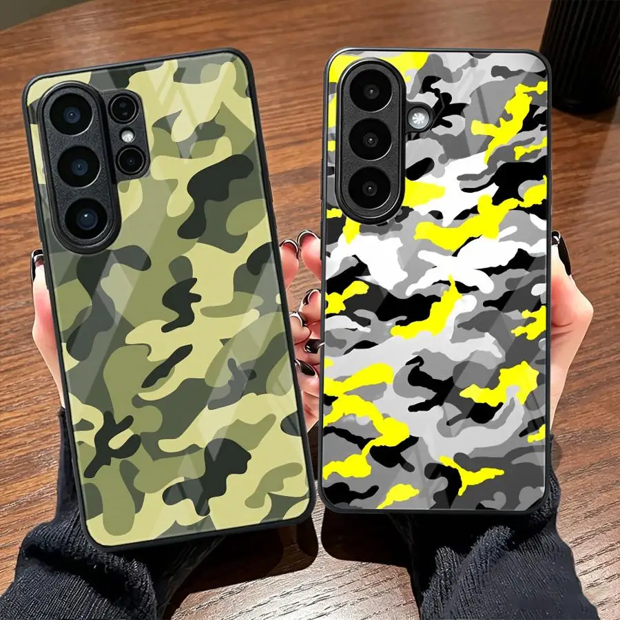 Camouflage Pattern Case for Samsung Galaxy S26 S9 S24 Ultra Note 8 9 10 20 S10 S24 S22 S8 S20 FE S23 Plus S21 Glass Phone Cover