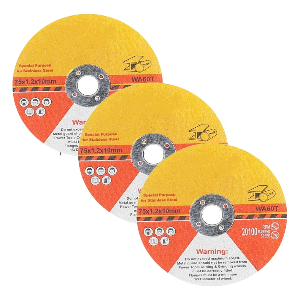 3pcs 75mm Cutting Disc Circular Resin Saw Blade Grinding Wheel Disc High-strength Fiber Material For Angle Grinding Tools