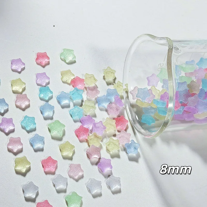 50/100Pcs 8mm Mini Star Candy Resin Charms Tiny Pentagram Micro Food Toy For Nail Art Earrings Dollhouse DIY Craft Supplies