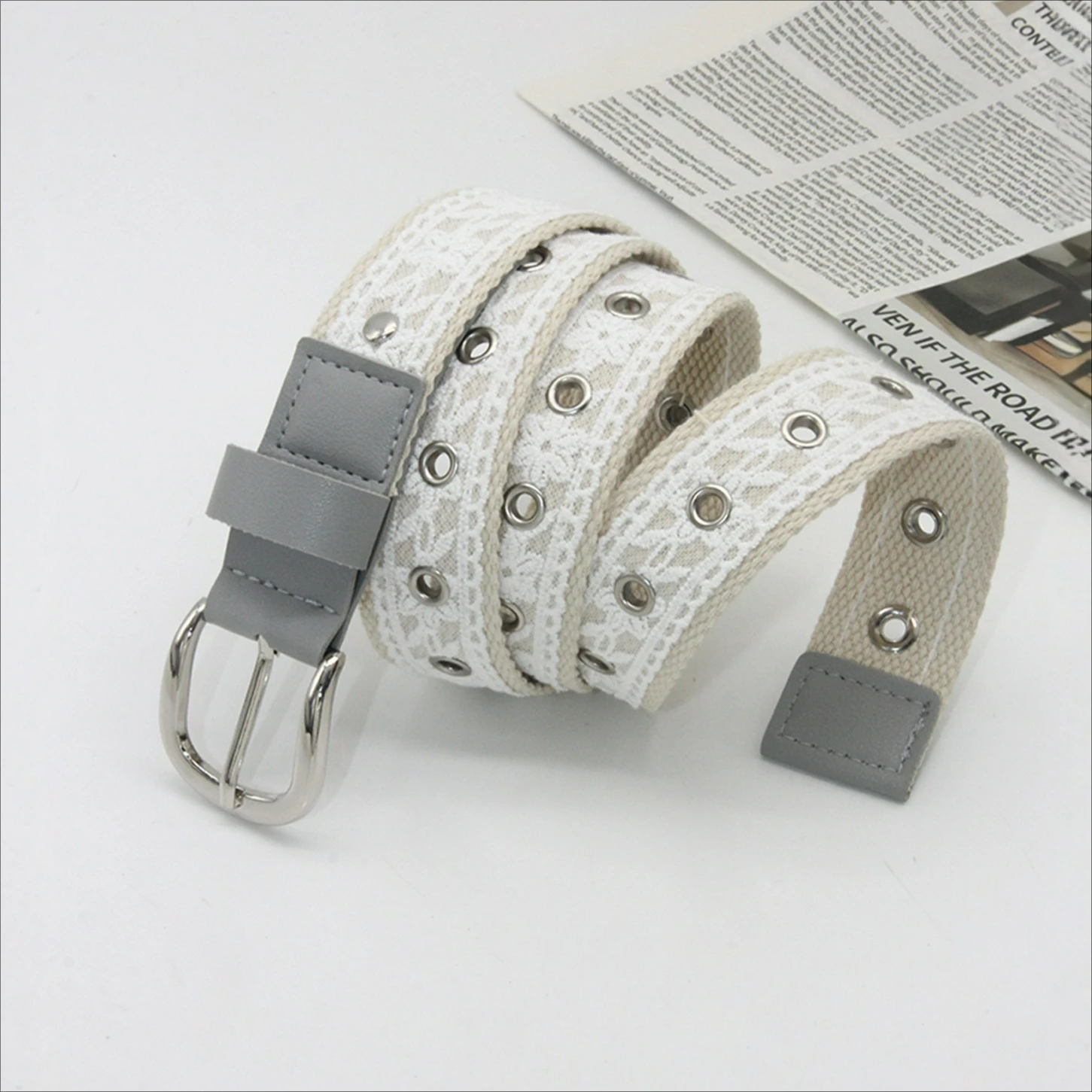 New Lace Canvas Pin Buckle Belt Men and Women White Simple Jeans Accessories Korean Style Casual Versatile Fashion Student Belt