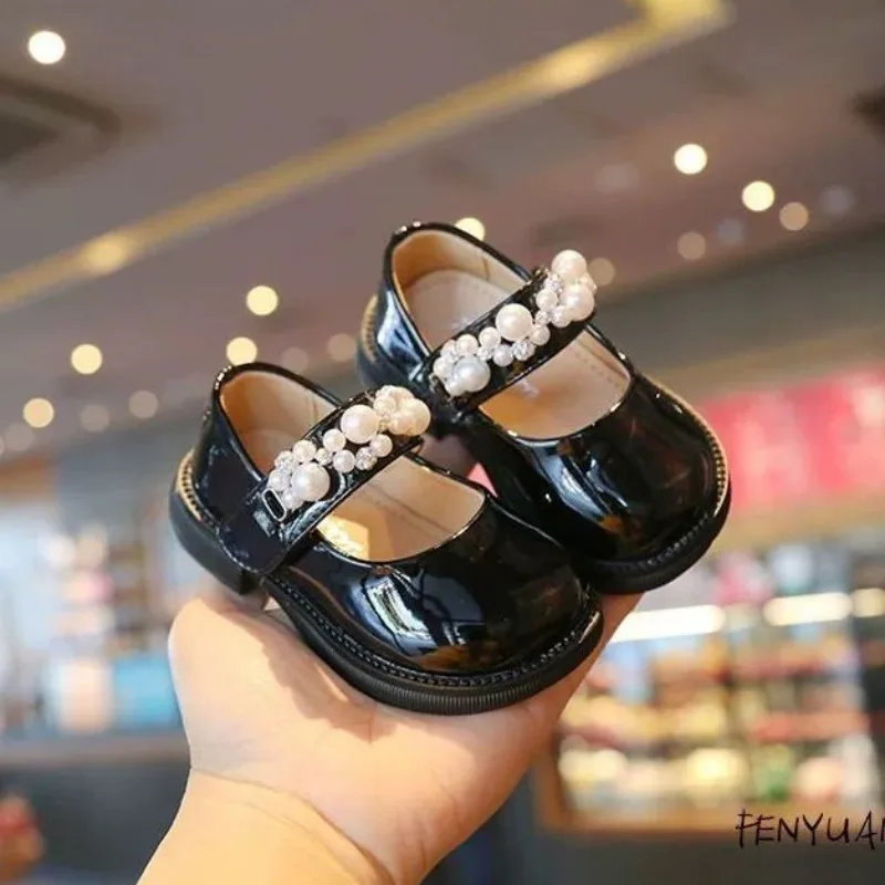 New Arrival Spring Autumn Girl's Leather Soft Sole Princess Style Single Shoes for Baby Toddler First Birthday Little Girl Flats