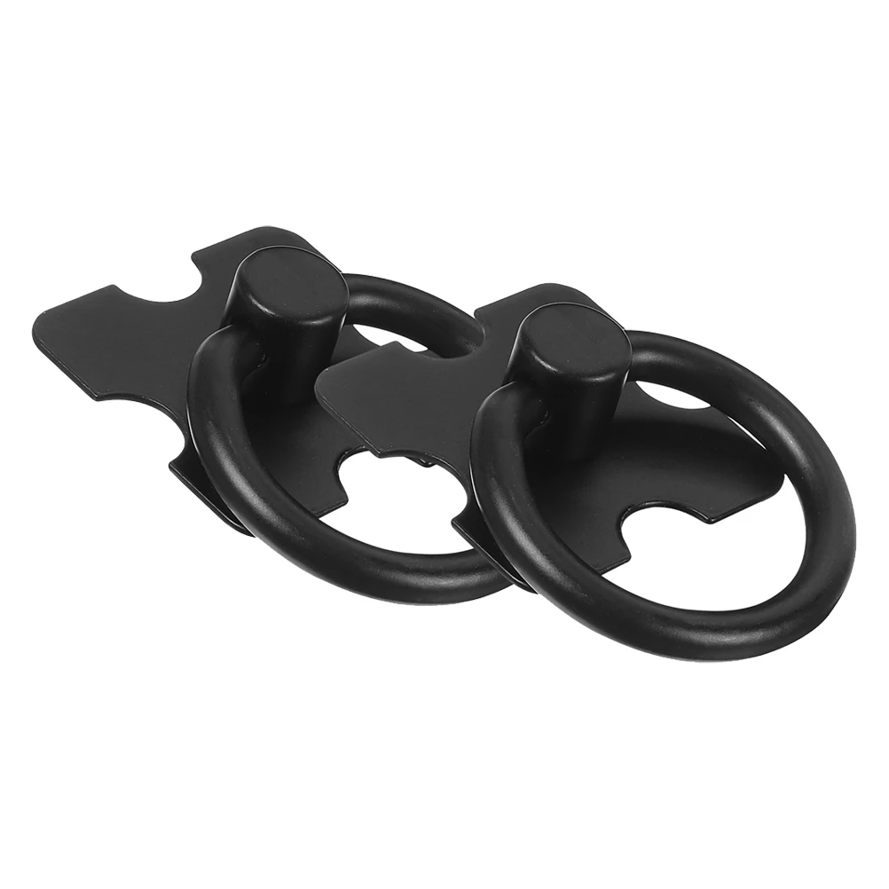 

2 Pcs Metal Black Ring Handle Dresser Drawer Handles Zinc Alloy Retro Pulls Knob