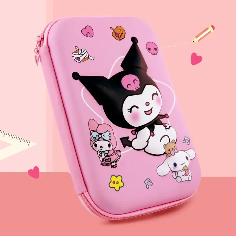 3D Decompression Sanrio Kuromi Pencil Bag, Papelaria bonito dos desenhos animados, Grande Capacidade, Abastecimento Escolar Kawaii, Lápis Case, Bolsa Presente, Novo