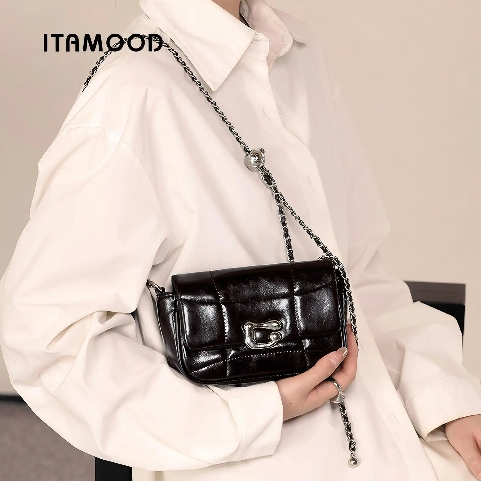 ITAMOOD Retro Red Women's Leather Crossbody Bag Adjustable Chain Strap Hardware Lock Commuting Purse | Bags for Women