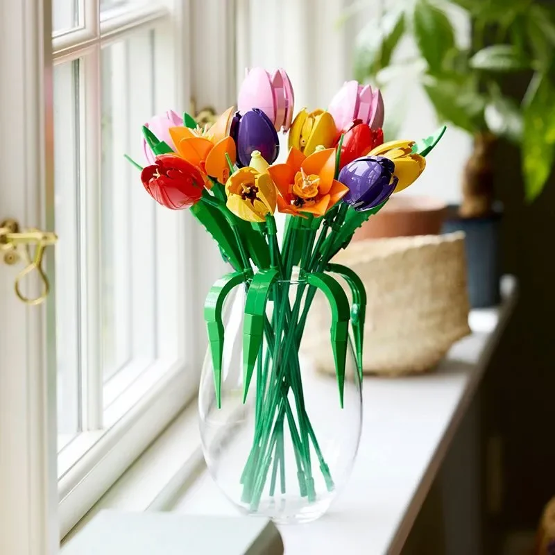 Nouveauté en stock : Bouquet de tulipes botaniques décoratif, cadeaux de Noël et d'anniversaire, ornements DIY pour la maison