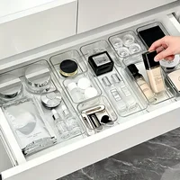Boîtes de rangement cosmétiques transparentes, boîte de séparation et d'organisation intégrée à tiroir, boîte de rangement de papeterie de bureau 4/7/8 pièces 6