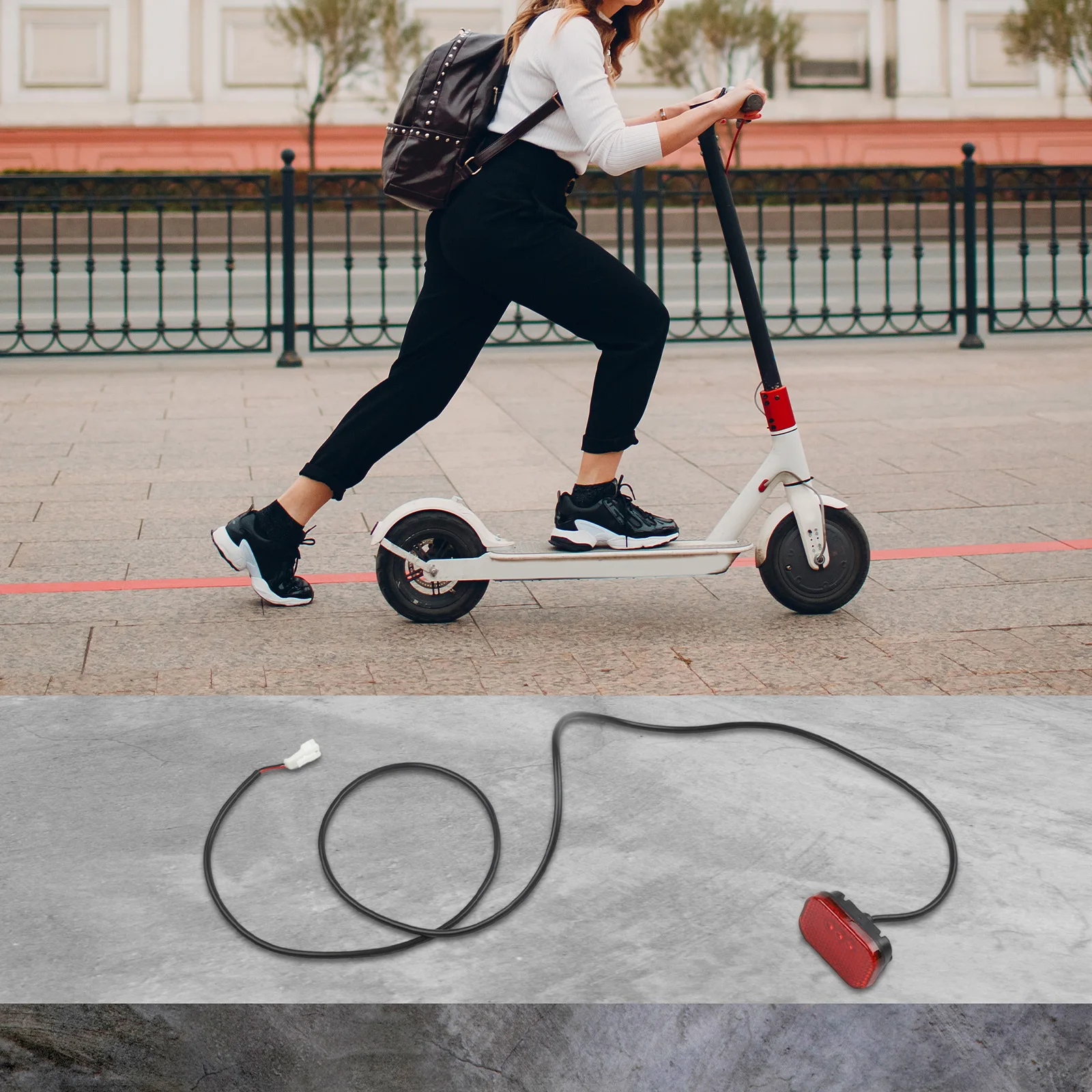 

Аксессуар для электрического скутера Аксессуар для скутера Задний фонарь для электрического скутера Длина провода 103 см Компактный размер Длительное использование