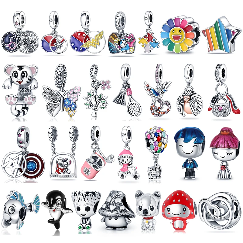 2022 New 925 Silver Charm Beads For pandorai Bracelet DIY Ladies Jewelry Gift Amulet Wholesale and Retail Silver Charm Beads