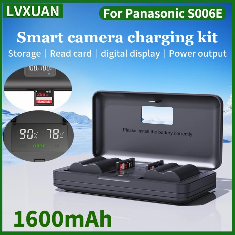 LVXUAN CGA-S006E battery and LCD USB charger for Panasonic DMC-FZ8,FZ7,FZ18,FZ28,FZ30,FZ35,FZ38,FZ50。With card reading function