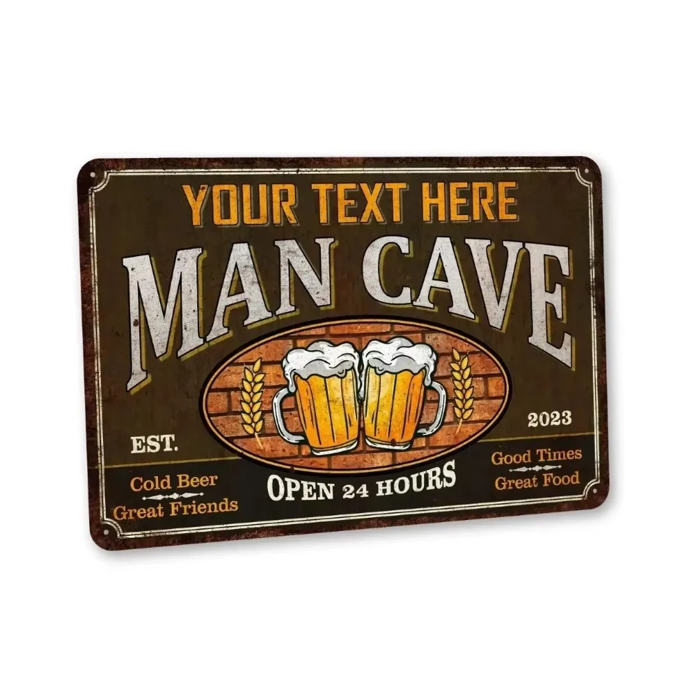 CIFbuy Personalized Custom Text Beer Bar Metal Sign Man Cave Dust Water Resistant Garage Backyard Wall Decor