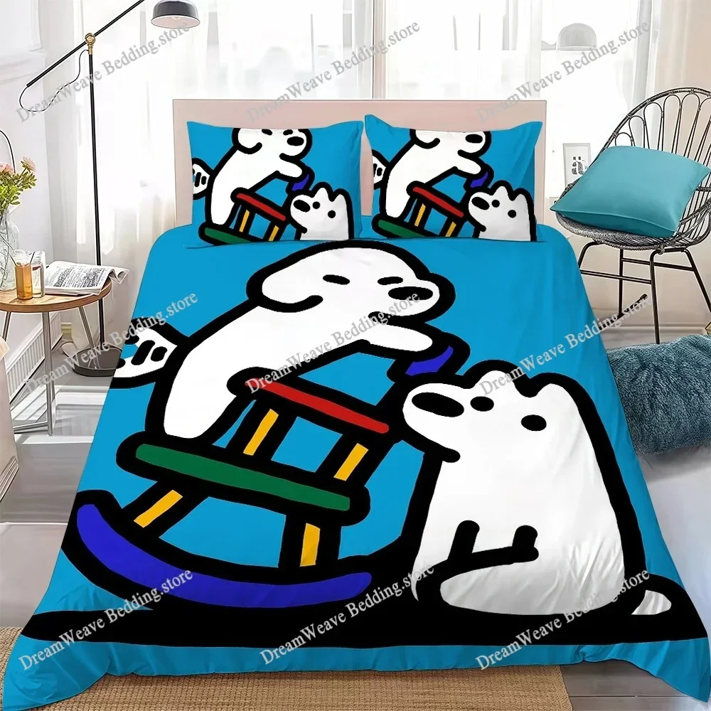 M-Matsui Dog Kawaii Duvet Cover Set Home Style Bedding Soft Laundry Cotton Bed Student Dormitory GiftFQH