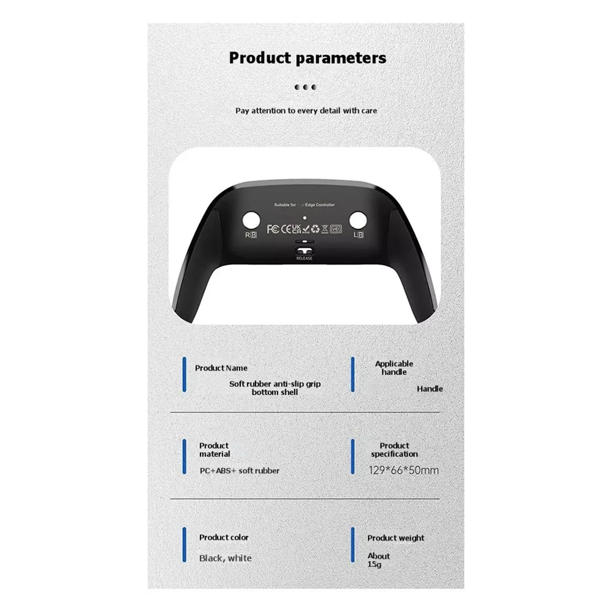 A64I For Edge Top Bottom Decorative Trim Shell Replacement Front Back Clip Shell for Edge Wireless Controller Black