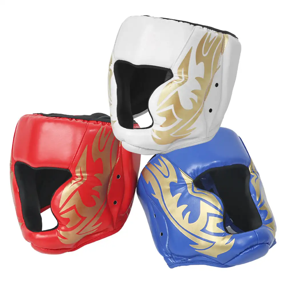 New Boxing Helmet Leather Karate Muay Thai Sanda Training Adults Kids Arts Helmet Head Guard Taekwondo Karate Boxing Helmets