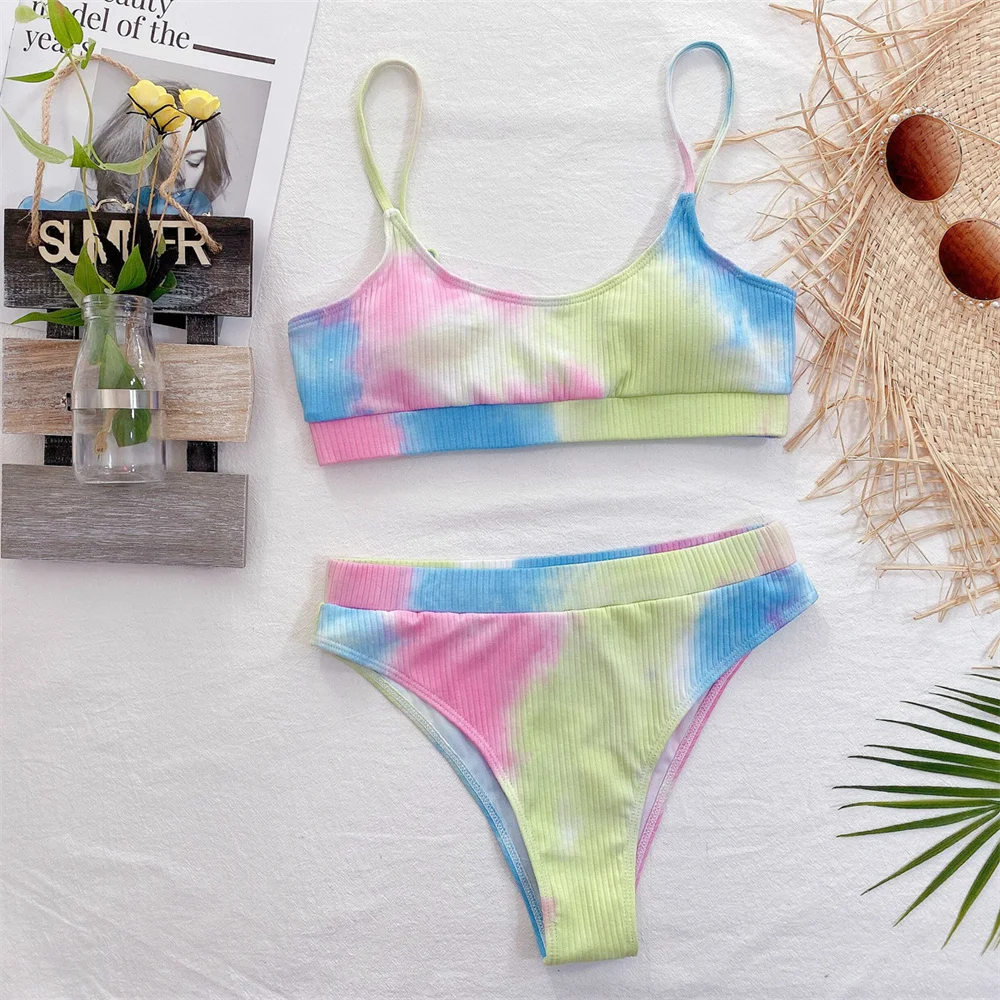 

Gradient Tie Dye Sling Bikini High Waist Y2K Swimsuit Push Up Vacation Swimwear Women Beach Outfit Bathing Suit Bikinis De Mujer