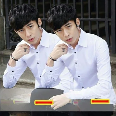 

Ice Silk Men's irt ort Sve Thin Non-iron Anti-wrinkle Busin Formal White Waed West Suit irt Summer Faion