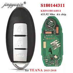 jingyuqin S180144311 Smart Remote Car Key 433.92Mhz 4A For Nissan Teana 2016 PCF7953M HITAG AES Chip 3 Buttons Keyless