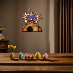 He IS Risen Door Sign 30x25cm Wooden Jesus Hanger Easter Religious Decoration for Spring Home Door Party Housewarming Gifts