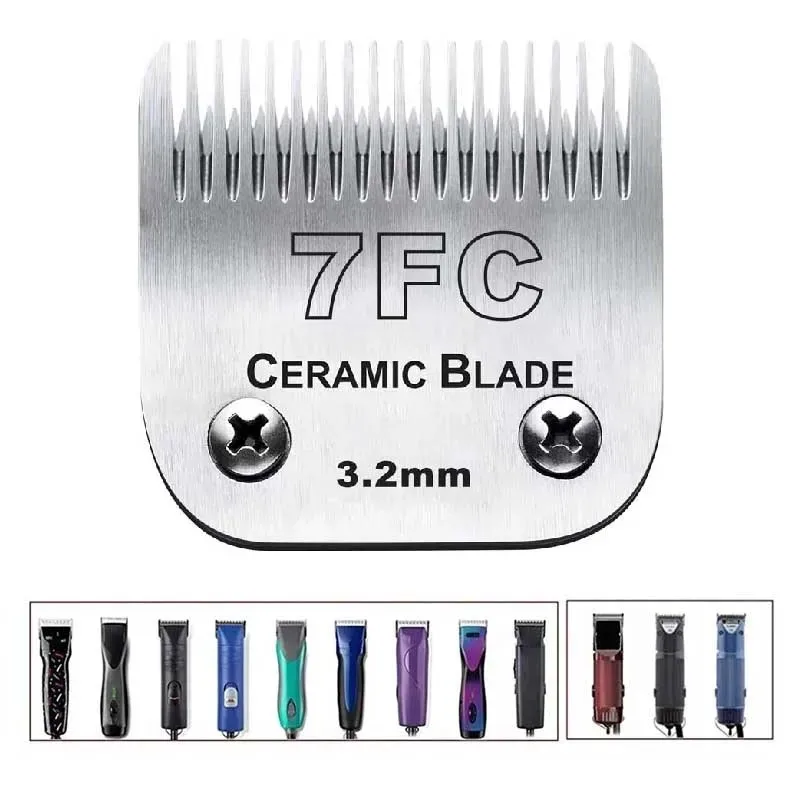 7FC Detachable Pet Dog Clipper Blades Compatible With For Most Andis, Oster A5, Wahl km Clippers, Ceramic &Carbon Steel Blade