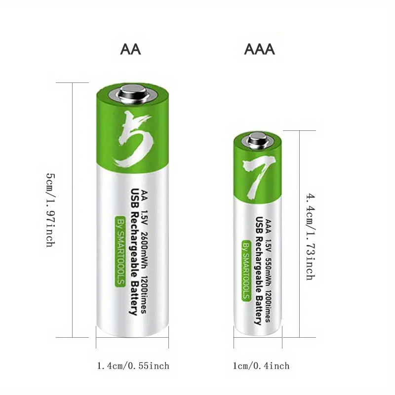 High capacity 1.5V AAA 750 mWh USB rechargeable li-ion battery for Remote control wireless mouse + Cable