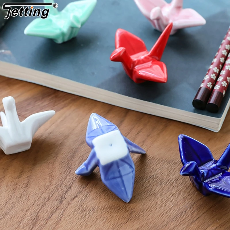 Ceramic Paper Crane Chopstick Rest Chopsticks Forks Spoon Holder Dinner Spoon Stand Home Decoration Ornament Housewarming Gift