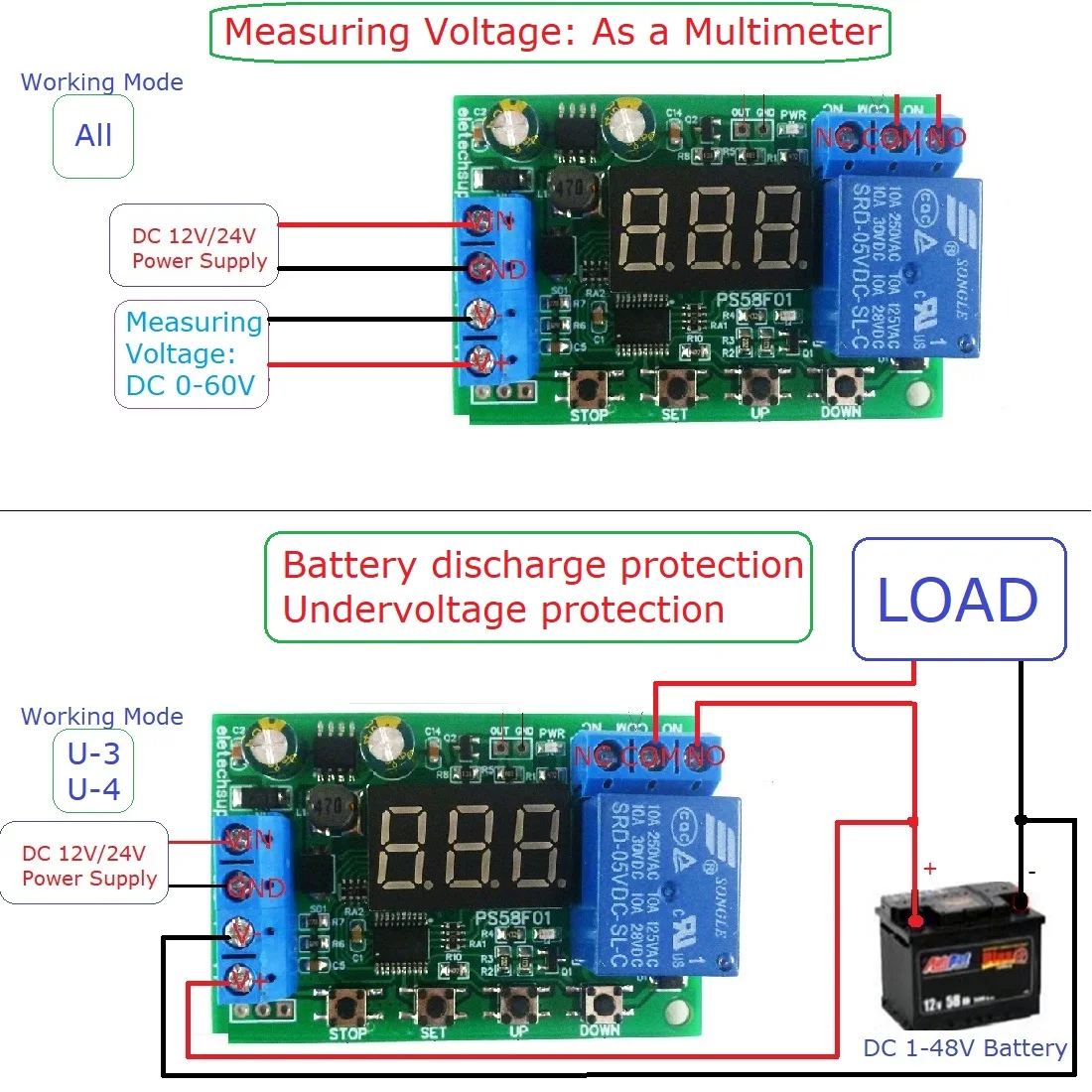 10A DC 48V 36V 24V 12V Lead-Acid Battery UPS Diy Module Charger Discharger Auto Control Switch Board Undervoltage Overvoltage