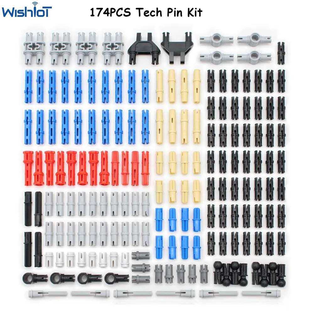 174 Stück technische Teile Pin Bulk Set 1x2 1x3 Kreuz achs stift verbinder kompatibel mit Legoeds Bausteinen