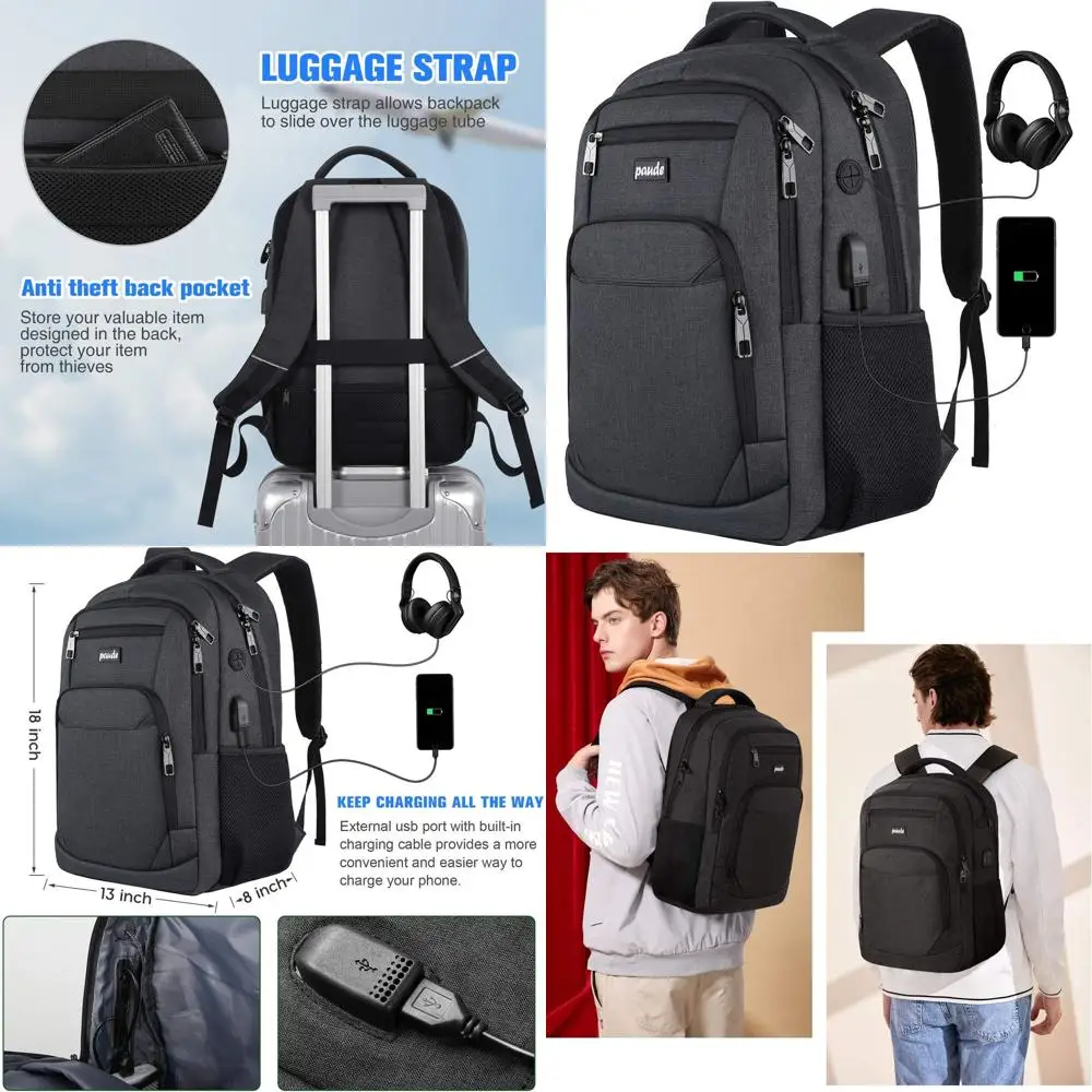 

Unisex 15.6 Laptop Backpack with USB Port for School, College, and Travel