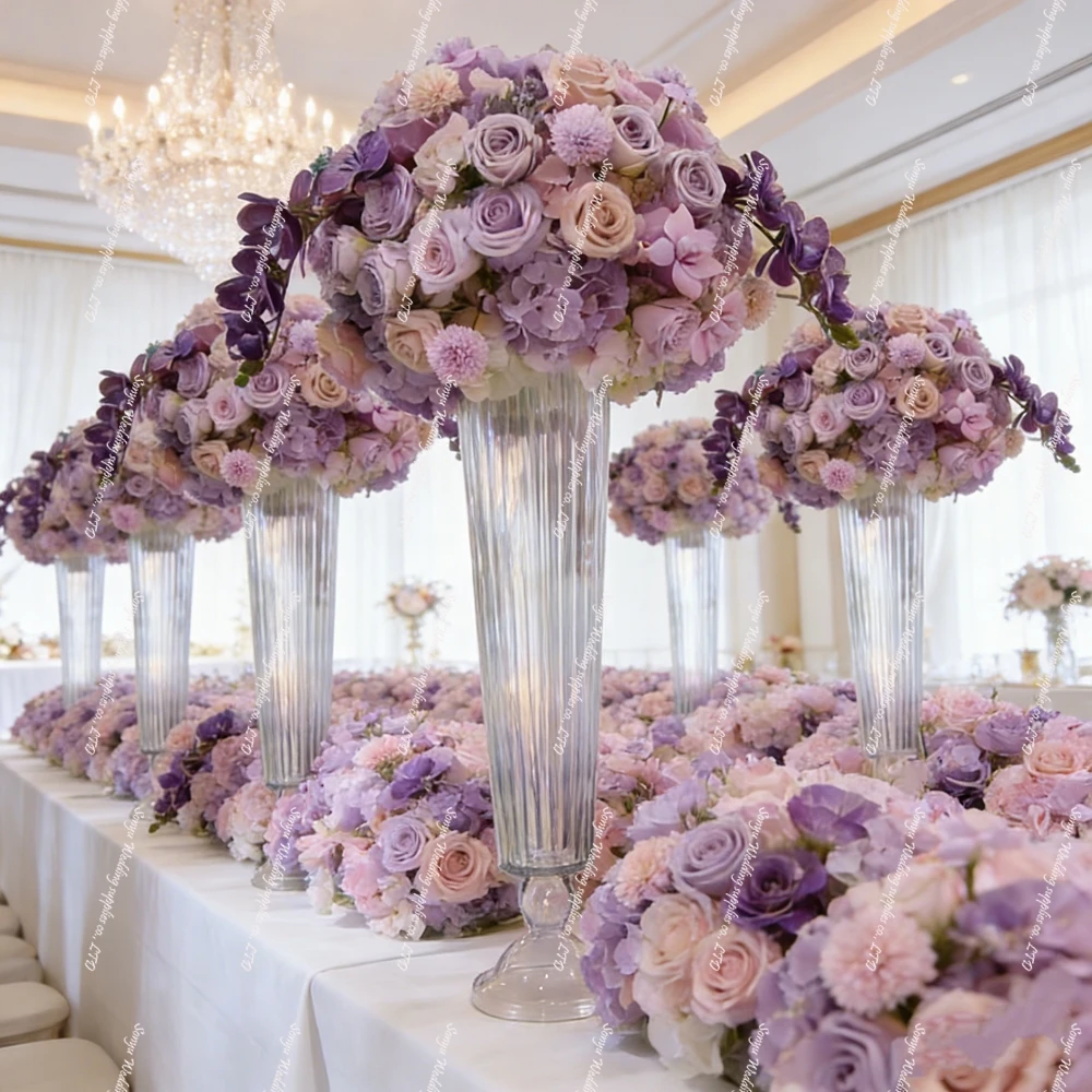 4pcs-10pcs  Clear Large Transparent Glass Flower Pot Wedding Centerpiece Vase for Party Events