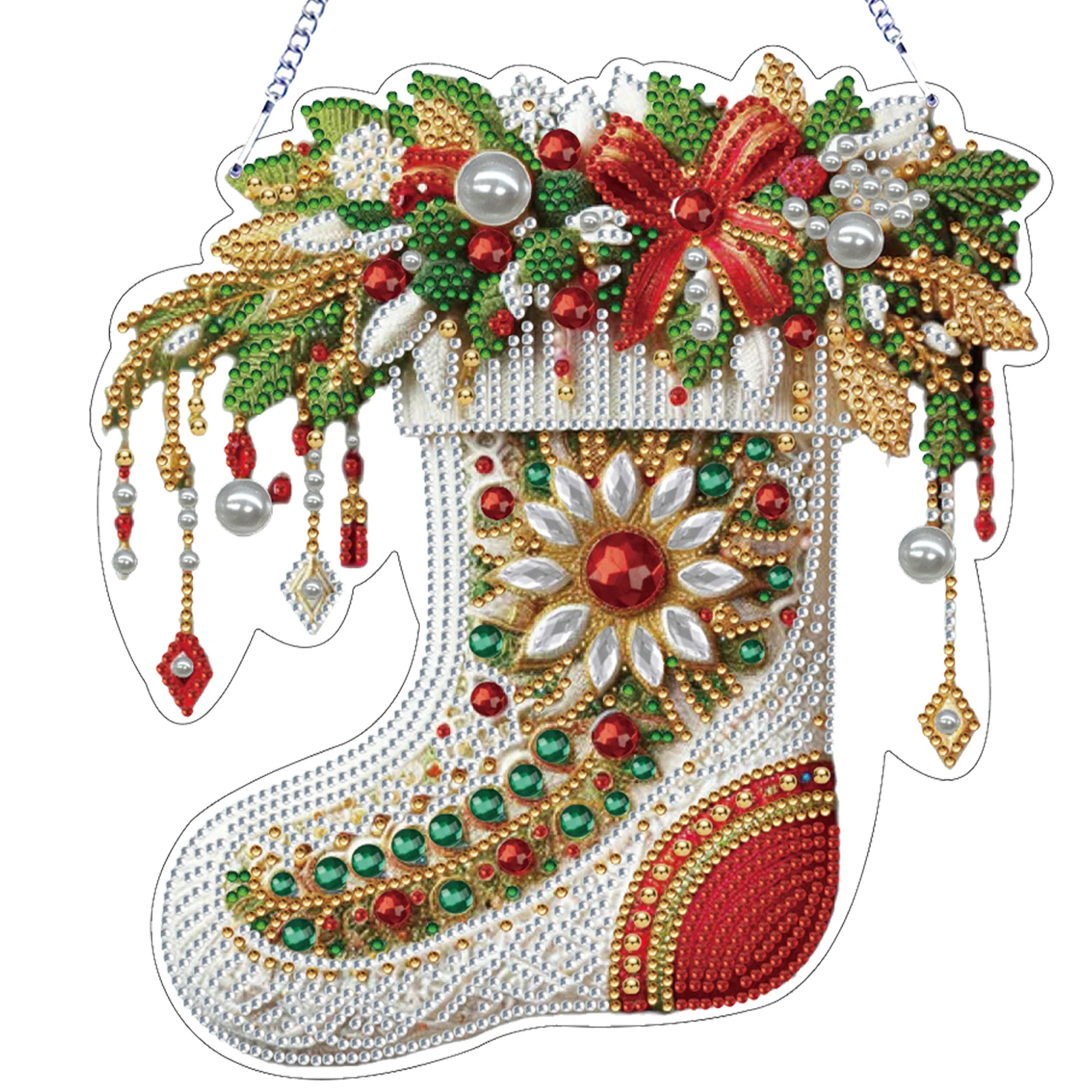 

Christmas Sock 2D/Flat DIY Plastic Hanging Gem Art Paintings Charm Special Shaped Drill Diamond Painting Charms Kits Home Decor
