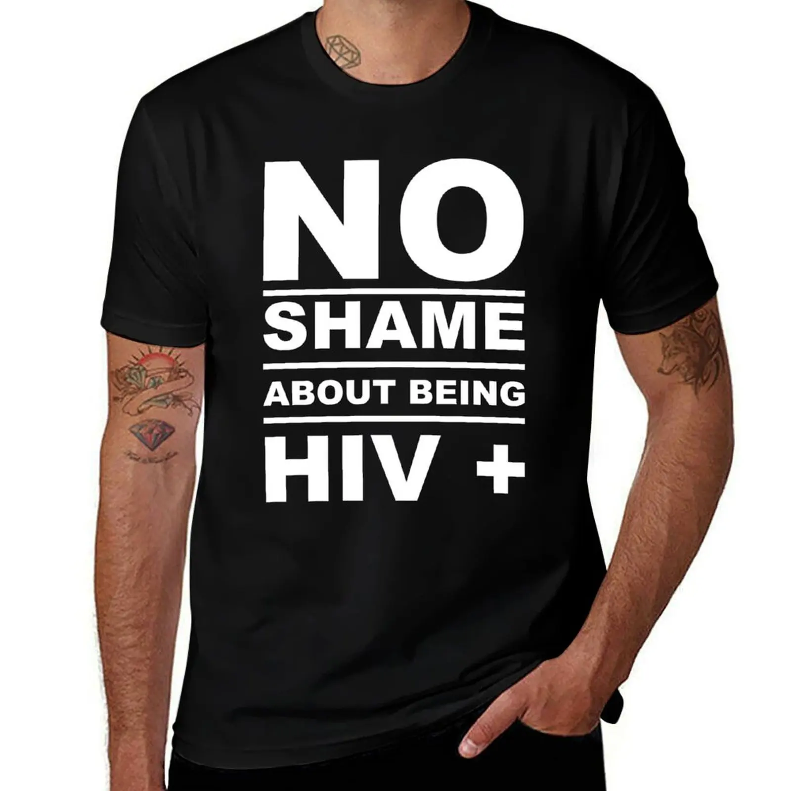 No Shame About Being HIV+ (Red) T-Shirt man clothes rapper graphic tees sweat boys whites t shirt men