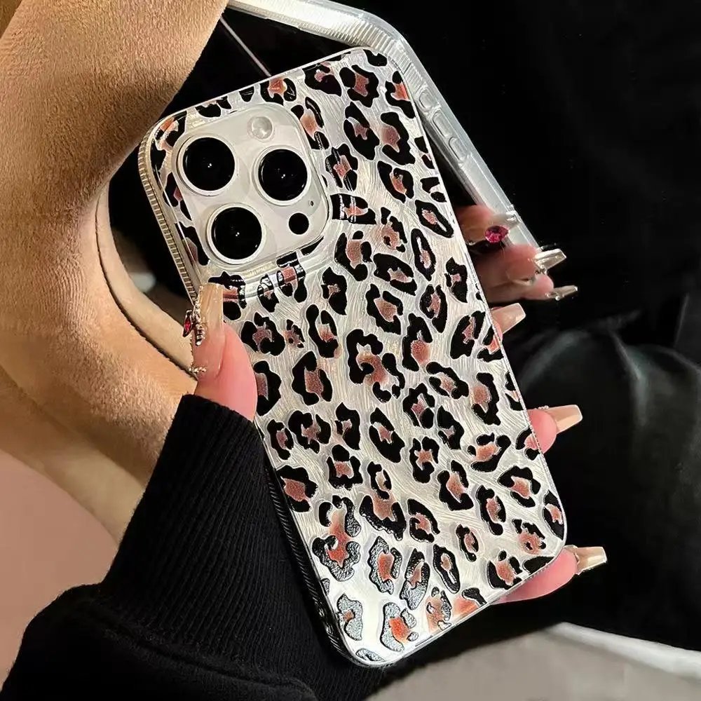 Luxury Laser Leopard Print Silicone Phone Case For Xiaomi Redmi Note 13 12 Pro Plus 5G 12S 11S 10S Redmi 10 12 12C 13 13C Cover